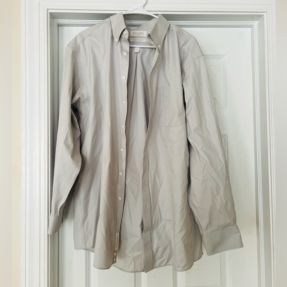 Never worn Gold Label Roundtree Yorke light gray button down size 17 1/2-35 - Picture 1 of 5